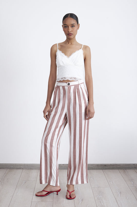 Pantalón Rayas Verticales Rosado