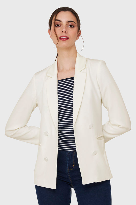 Blazer 4 Botones Decorativos Blanco