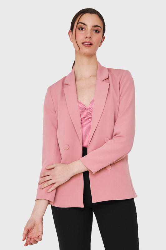 Blazer 4 Botones Decorativos Rosado