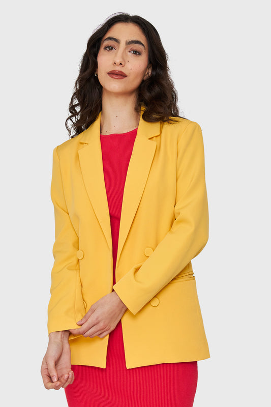 Blazer Botones Decorativos Amarillo