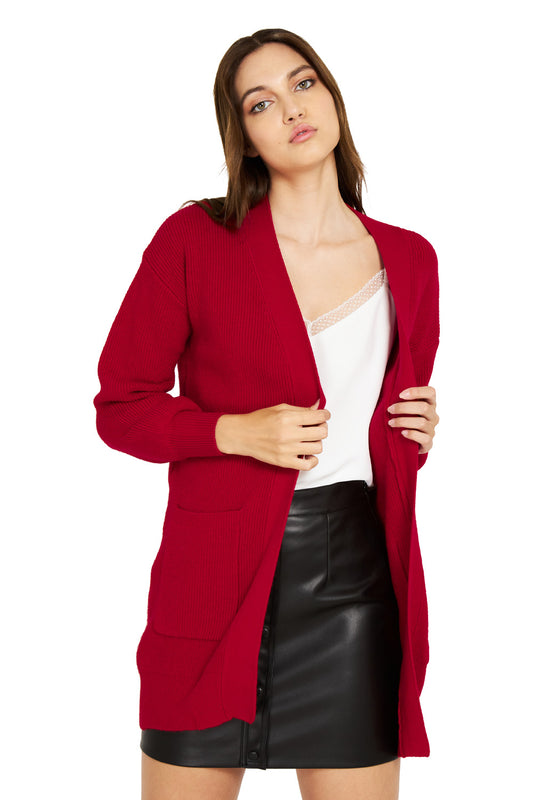 Cárdigan Bolsillos Rojo