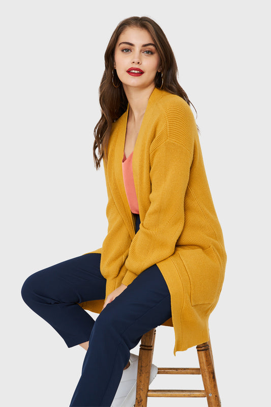 Cárdigan Bolsillos Mostaza