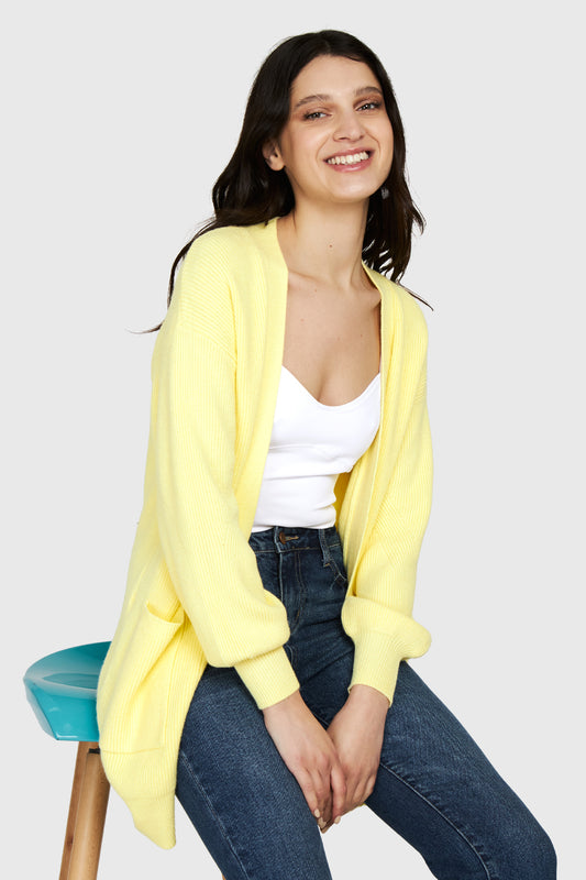 Cárdigan Bolsillos Amarillo