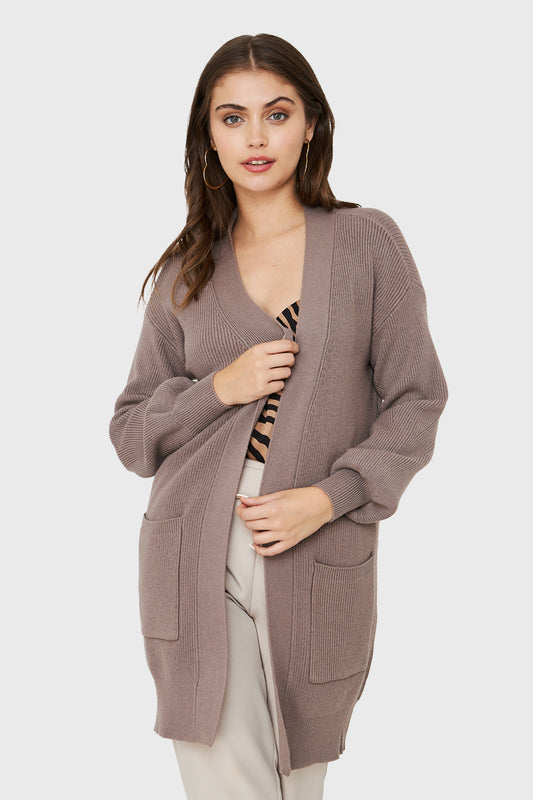 Cárdigan Bolsillos Taupe