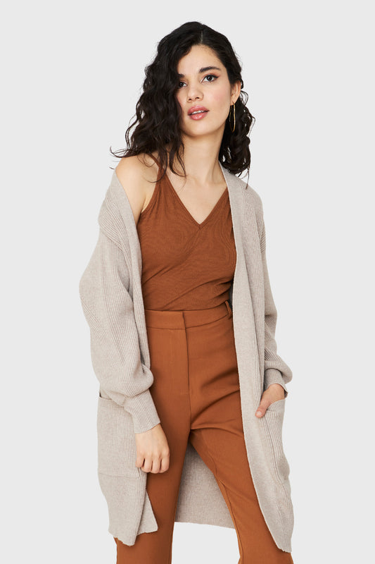 Cárdigan Bolsillos Khaki