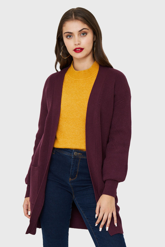 Cárdigan Bolsillos Morado