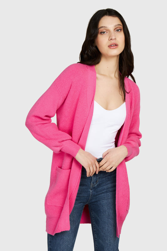 Cárdigan Bolsillos Fucsia