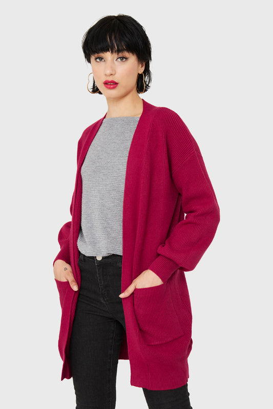 Cárdigan Bolsillos Burdeo