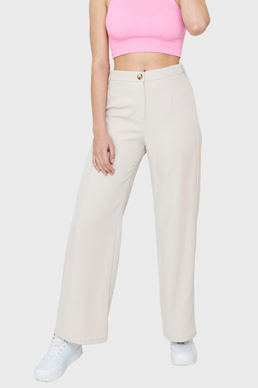 Pantalón Recto Beige