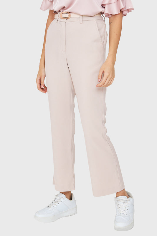 Pantalón Cinturón Crema