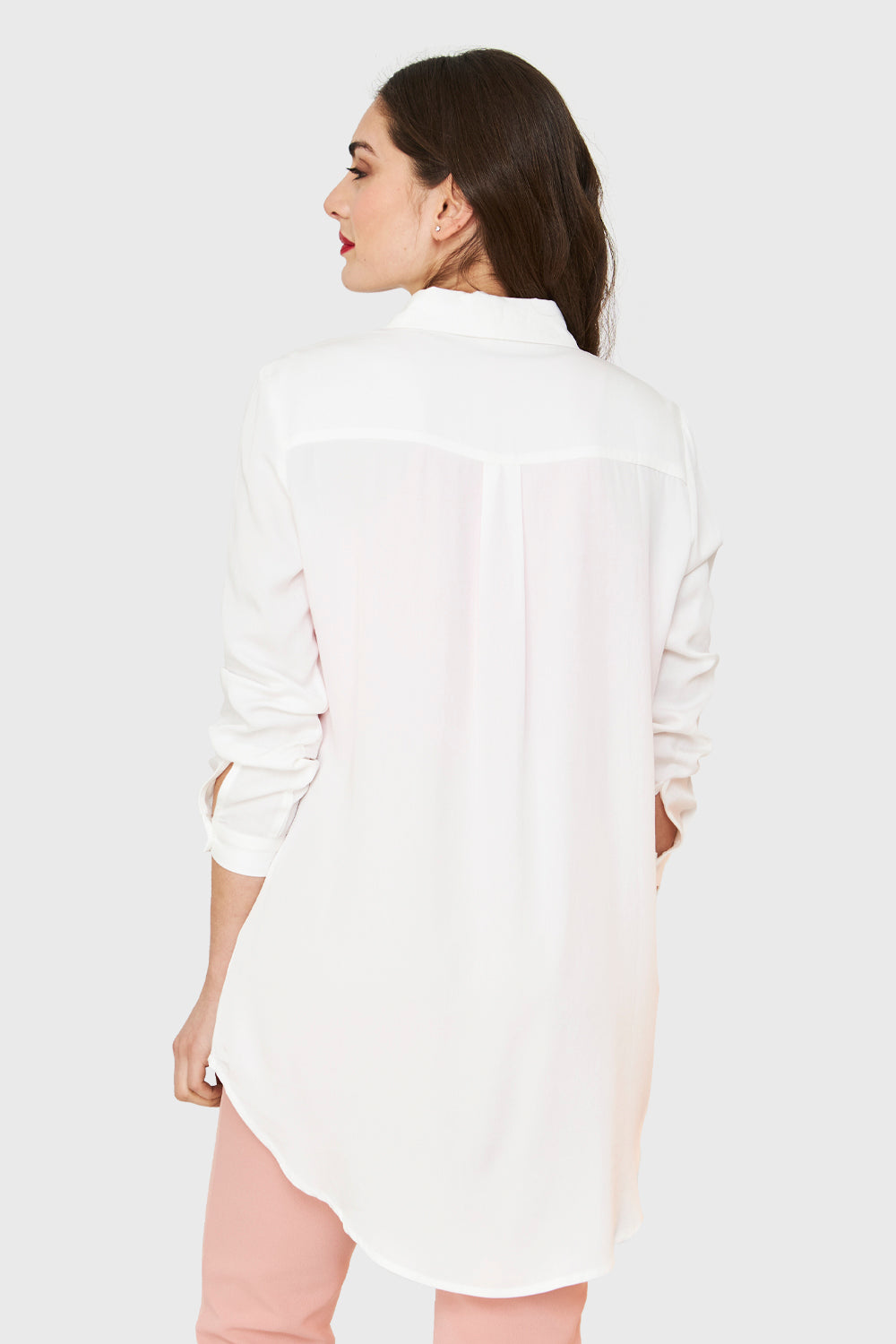 Camisa Larga Bolsillo Blanco
