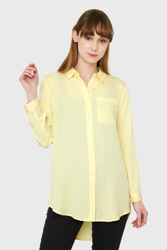 Camisa Larga Bolsillo Amarillo