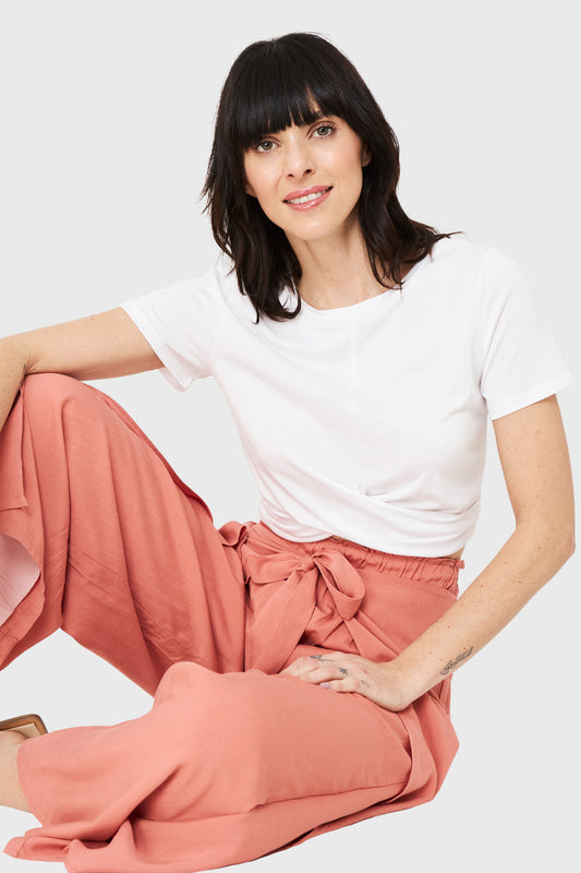 Polera Crop Nudo Blanco