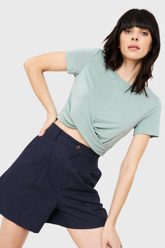 Polera Crop Nudo Verde