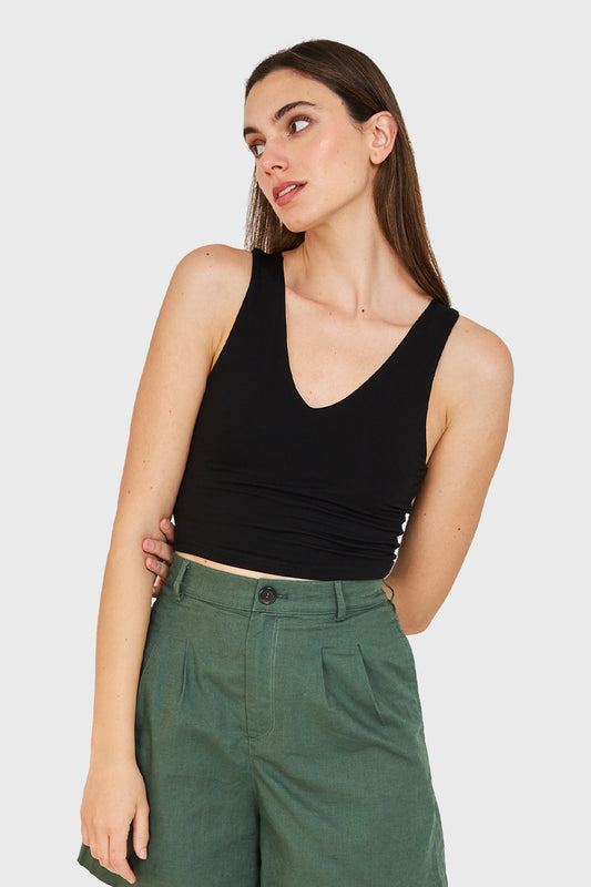 Crop Top Modal Negro