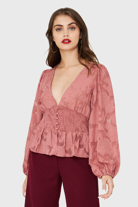 Blusa Transparente Flores Rosa
