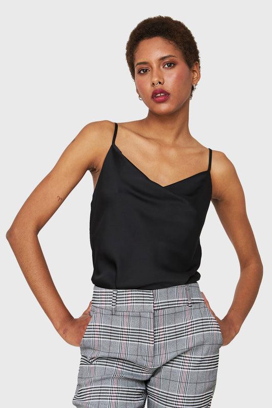 Body Escote Drapeado Negro