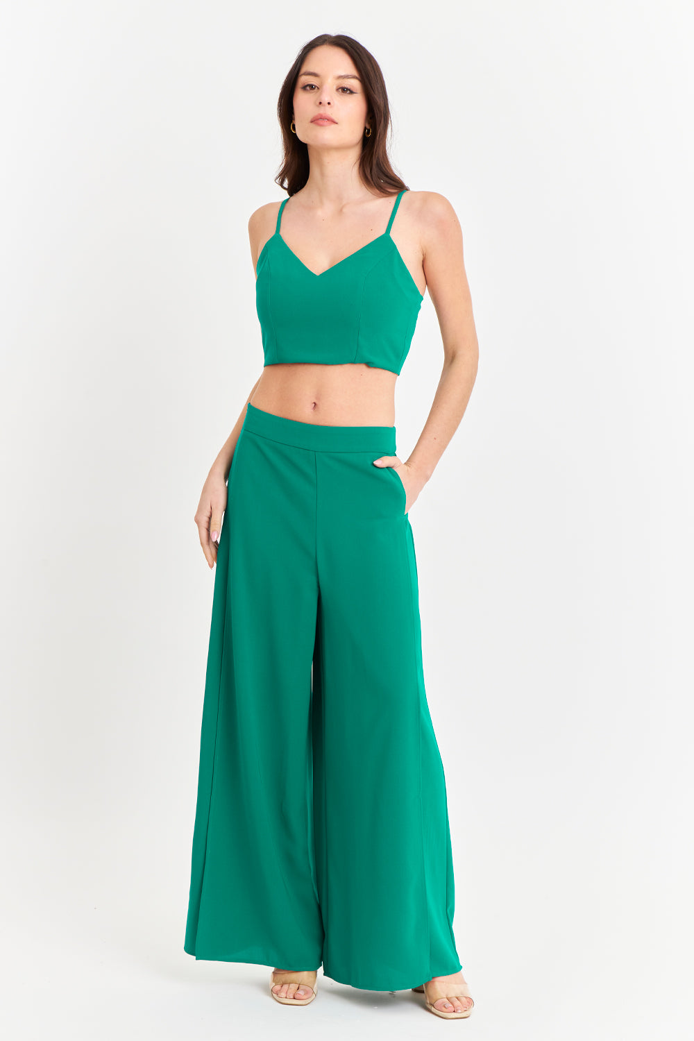 Crop Top Espalda Elasticada Verde