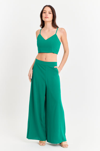 Crop Top Espalda Elasticada Verde