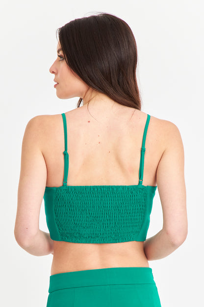Crop Top Espalda Elasticada Verde