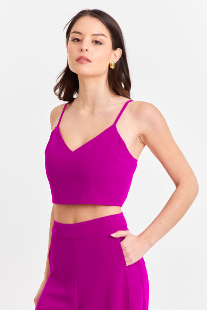 Crop Top Espalda Elasticada Magenta