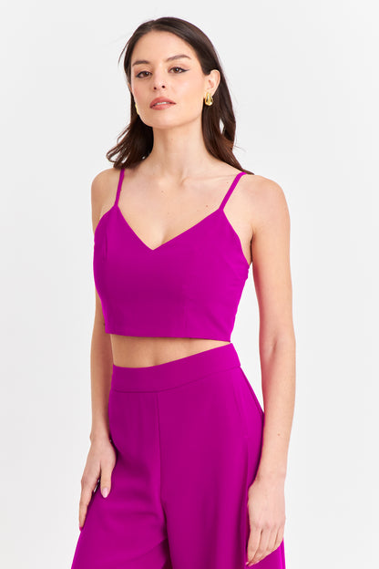Crop Top Espalda Elasticada Magenta