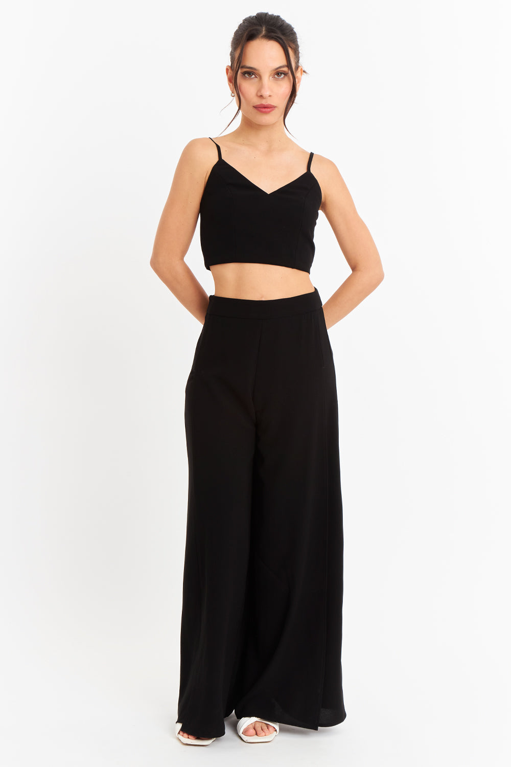 Pantalón Palazzo Tajos Negro