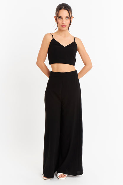 Pantalón Palazzo Tajos Negro