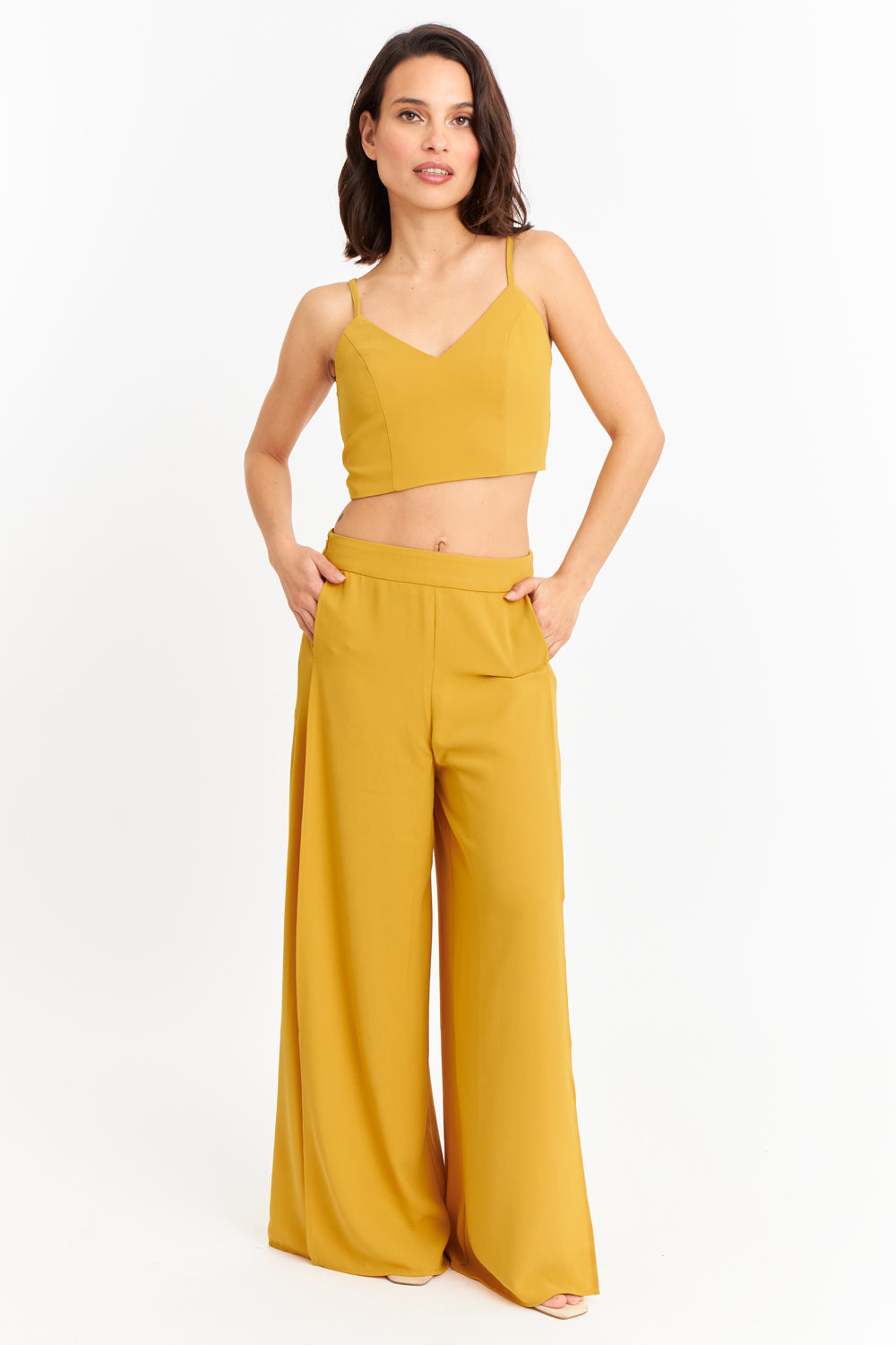 Pantalón Palazzo Tajos Mostaza