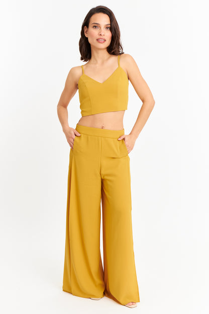 Pantalón Palazzo Tajos Mostaza