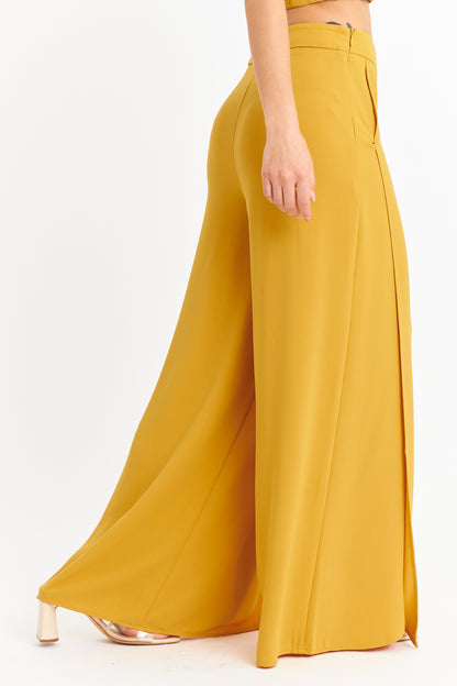 Pantalón Palazzo Tajos Mostaza