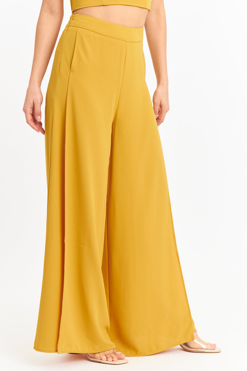 Pantalón Palazzo Tajos Mostaza