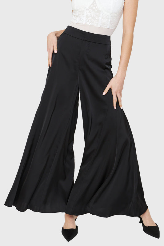 Maxi Palazzo Tipo Satín Negro