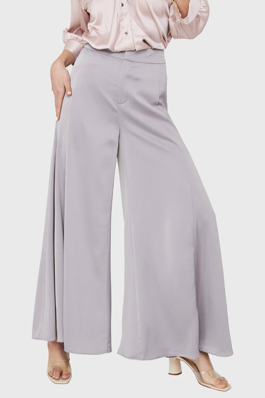 Maxi Palazzo Tipo Satín Gris