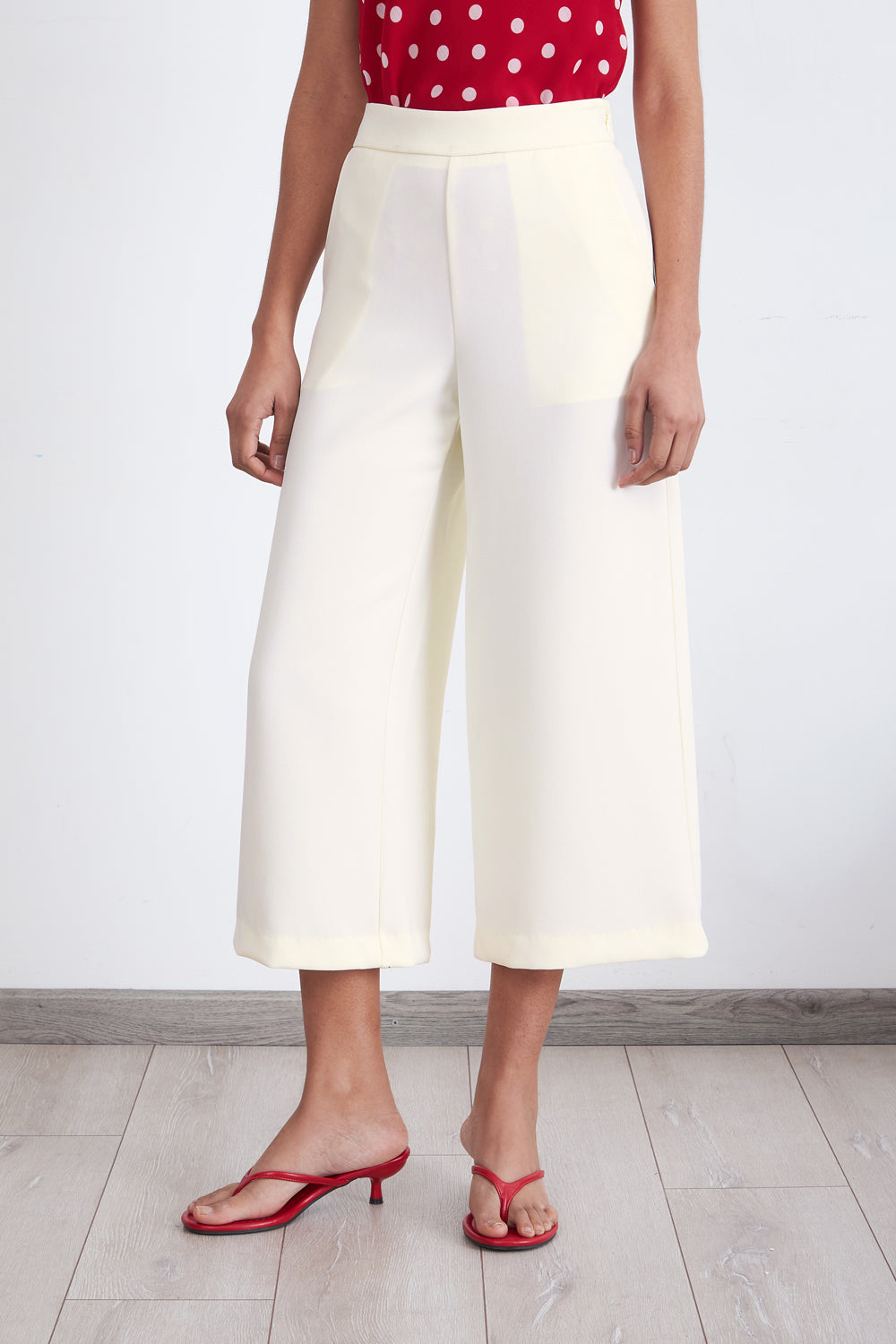 Pantalón Wide Leg Crop Blanco