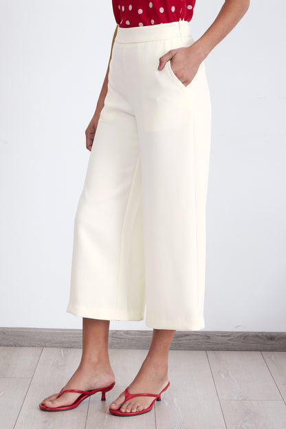 Pantalón Wide Leg Crop Blanco