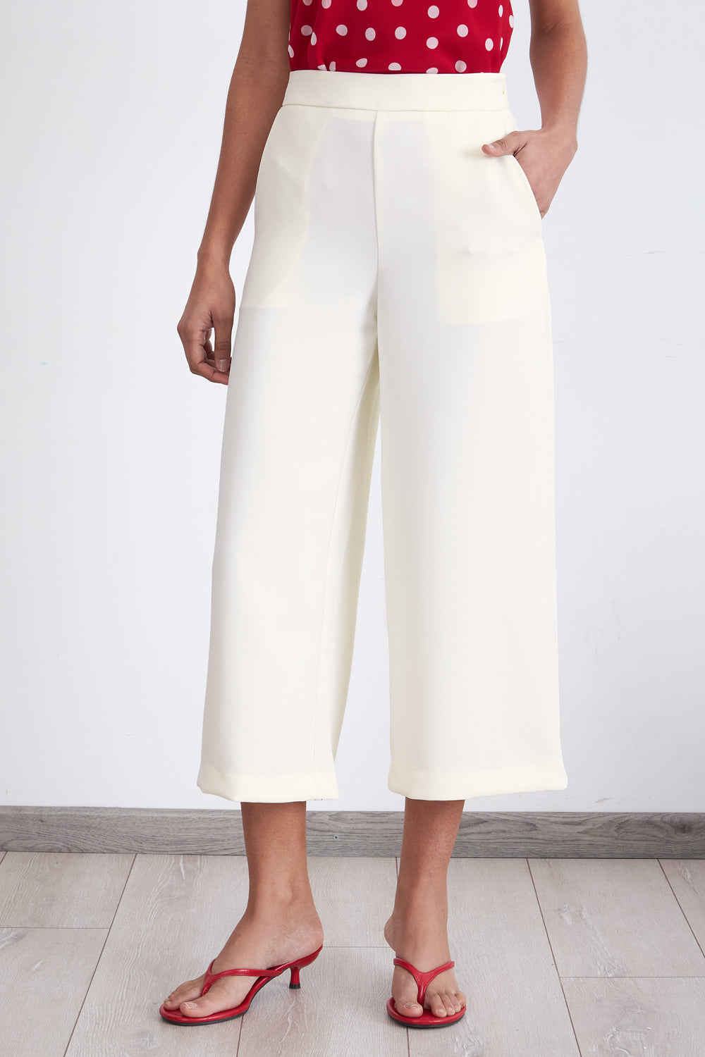 Pantalón Wide Leg Crop Blanco