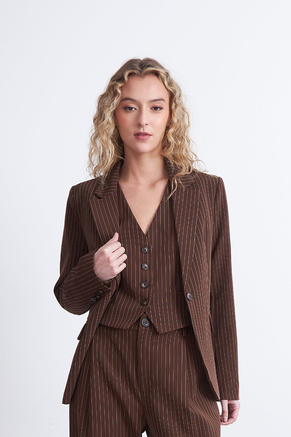 Blazer Rayas Diplomáticas Café