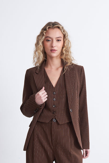 Blazer Rayas Diplomáticas Café