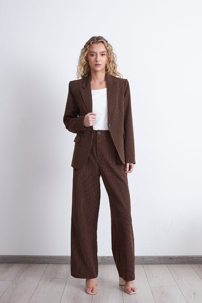 Blazer Rayas Diplomáticas Café