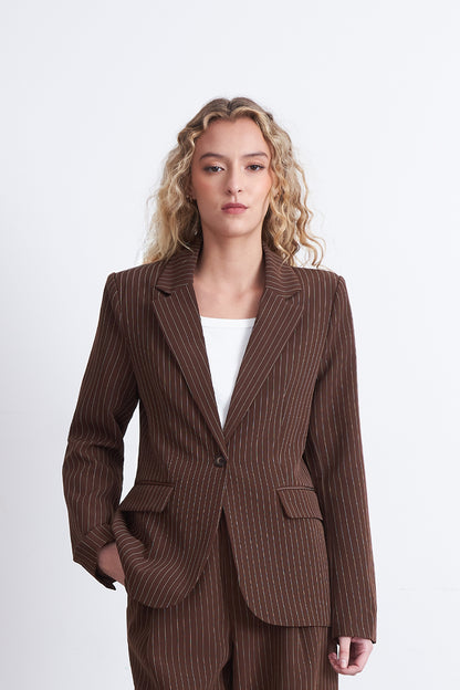 Blazer Rayas Diplomáticas Café