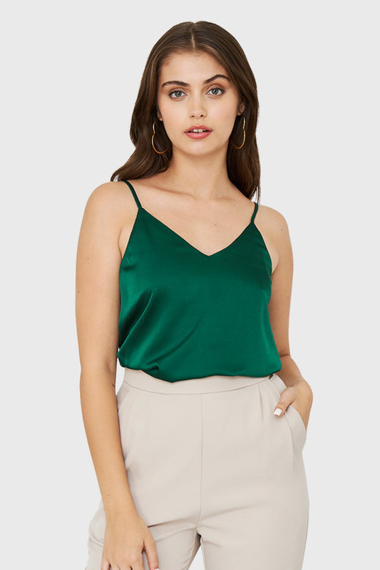 Top Básico Tipo Satín Verde