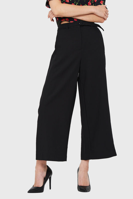 Pantalón Cropped Cinturón Negro