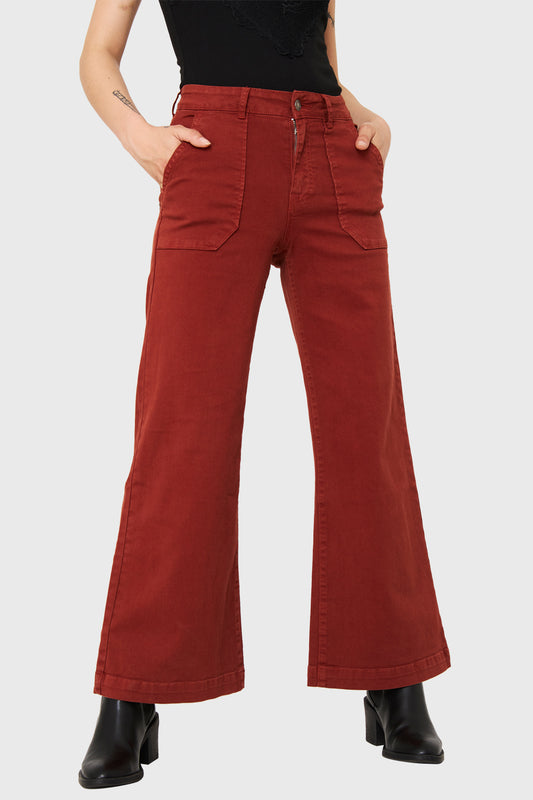 Pantalón Cropped Bolsillos Cobre