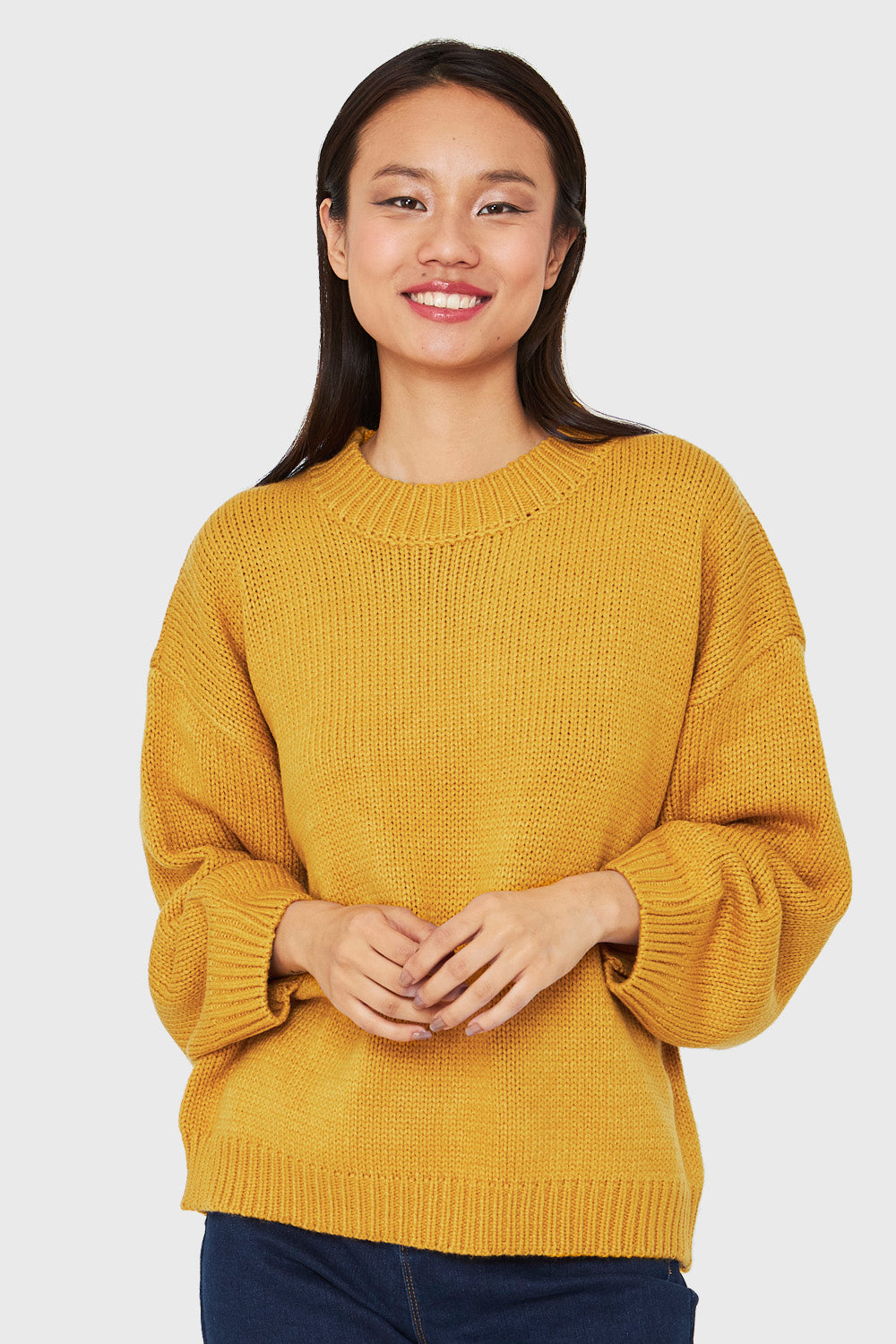 Sweater Básico Holgado Mostaza