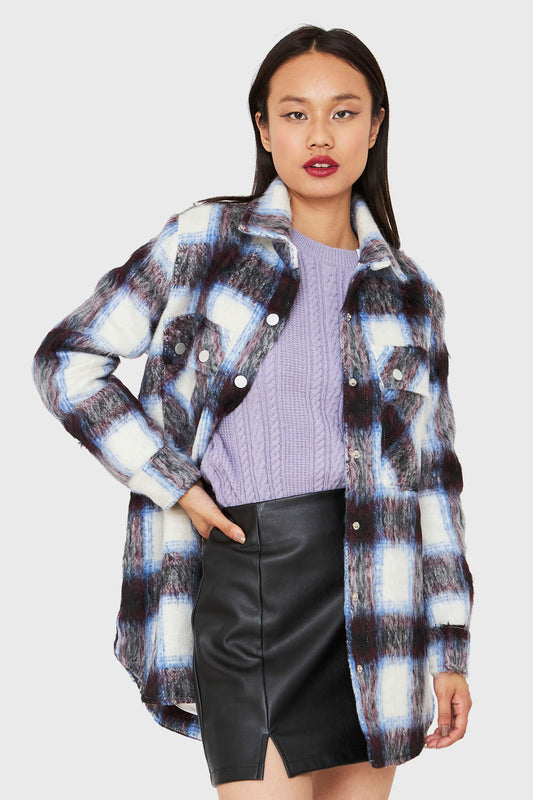 Chaqueta Cuadros Bolsillos Azul