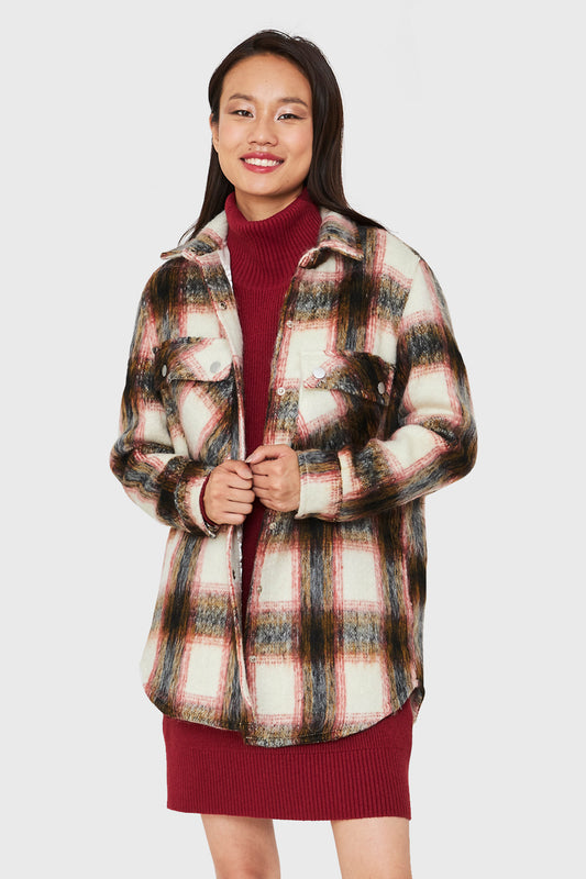 Chaqueta Cuadros Bolsillos Rojo