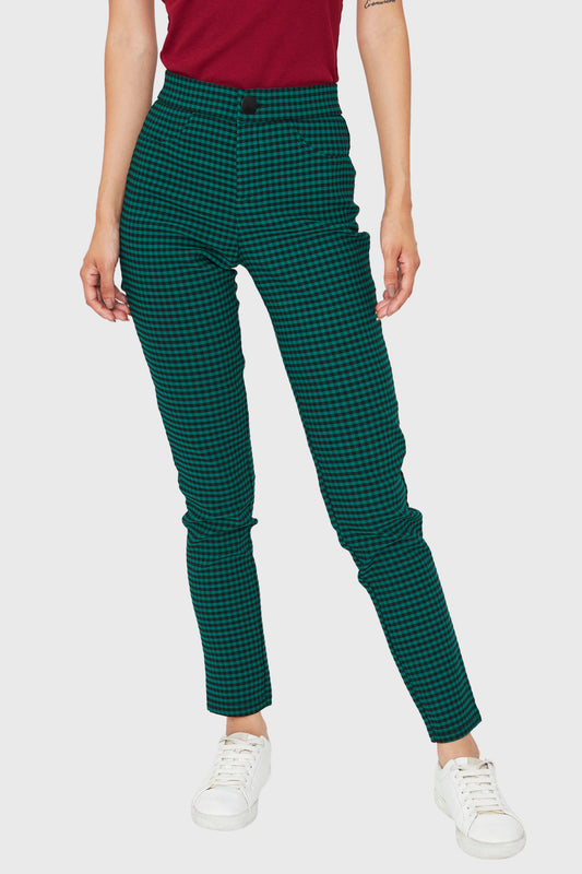 Pantalón Skinny Vichy Verde/Negro