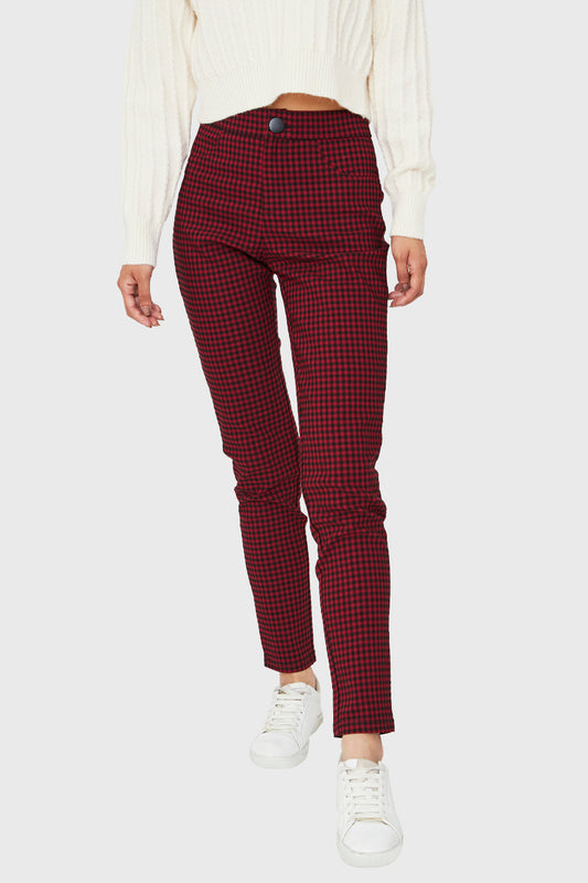 Pantalón Skinny Vichy Rojo/Negro