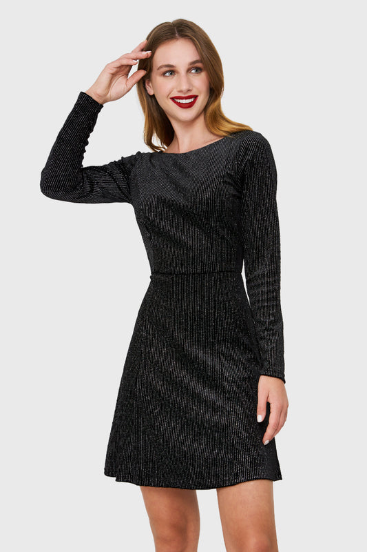 Vestido Plush Brillos Negro